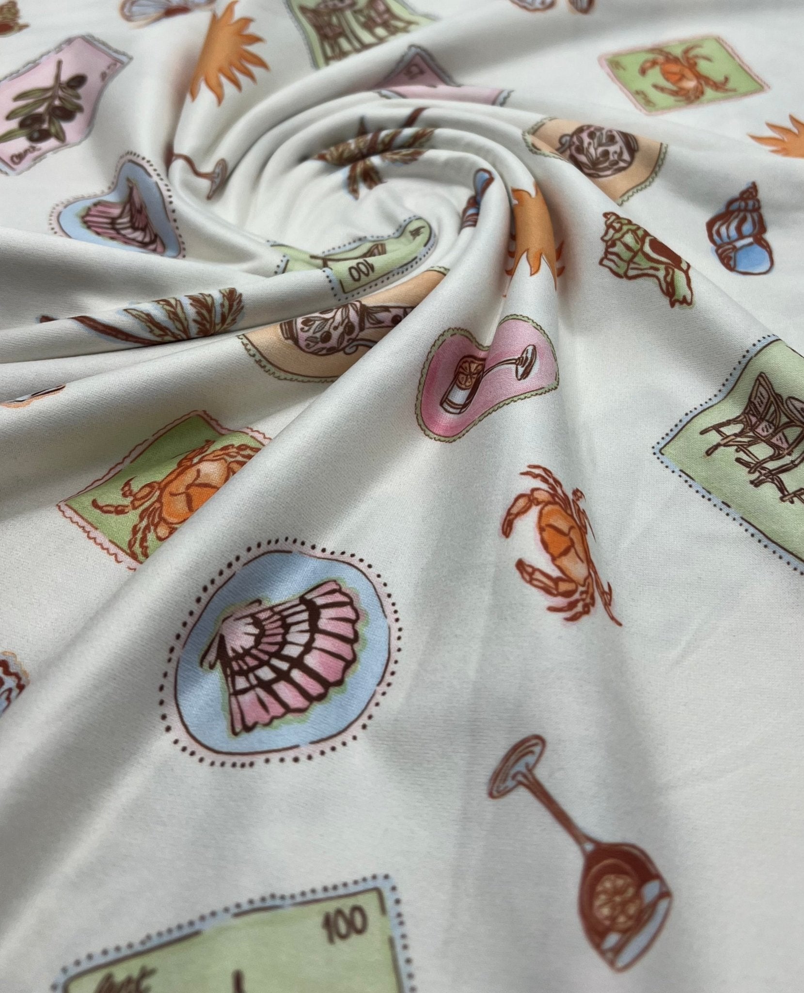 Seaside Super Soft Print Spun Poly Stretch Fabric - T9 Fabrics